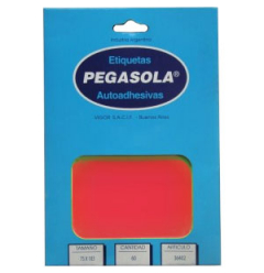 Etiqueta Escolar Pegasola Adhesiva Rojo Flúo 75x103mm